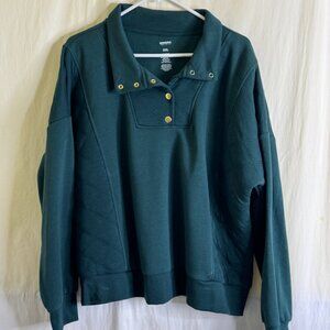 NWOT Sonoma Goods For Life Quilted Fleece Sweatshirt Forest Green Size XXL